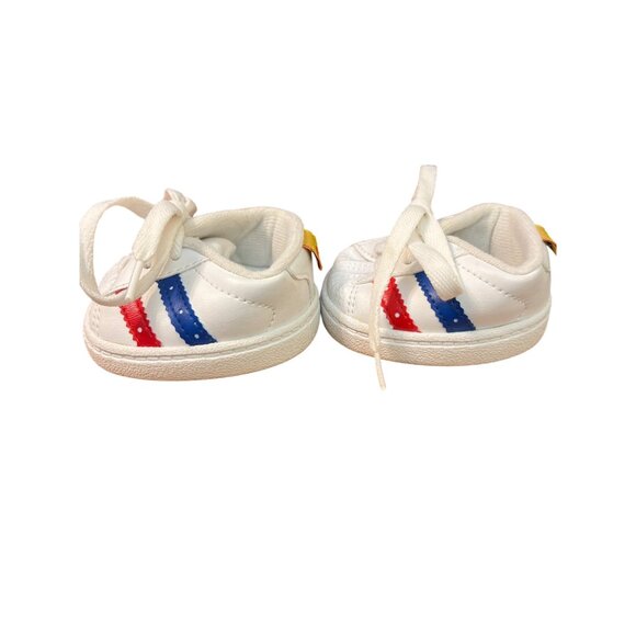 Build-A-Bear Workshop White Sneakers Red Blue Stripes Lace up Replacement - Picture 2 of 6